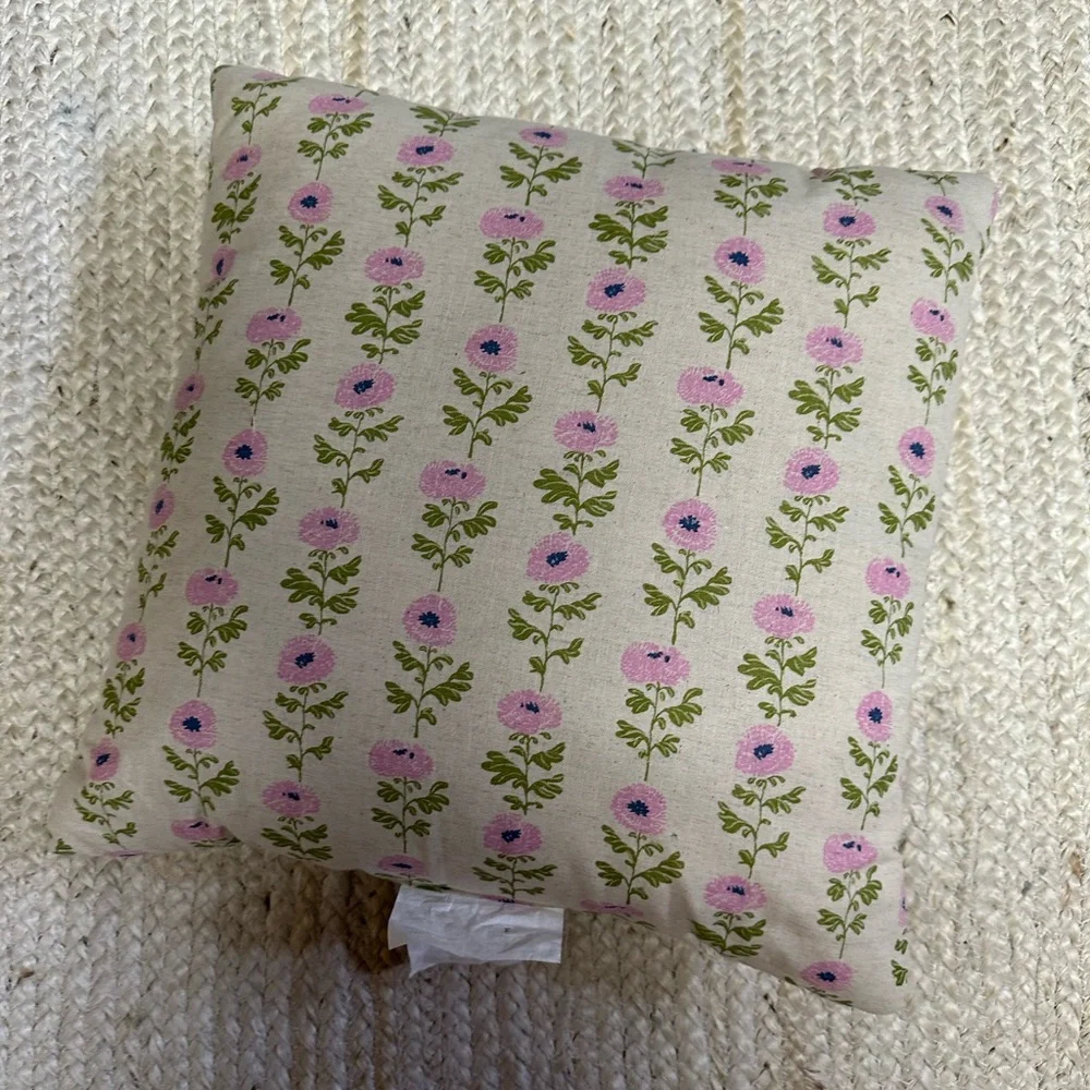 NEW Threshold Embroidered Happy Easter Square 18” Throw Pillow, Neutral/Rose